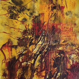 Sketch for “Urban Burn” – abstract mixed media representation of a city dissolving under heat and memory.